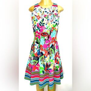 Maggy London Women's Fiesta Flower Cotton Fit and Flare Size 4